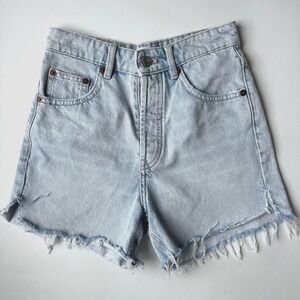 Zara High Waisted Denim Cut‎ off Shorts, Light Wash, Frayed Hem, Women's Size 2